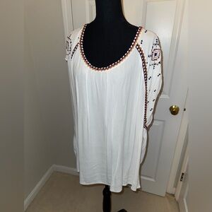 Torrid Plus Size Short Sleeve Chiffon Blouse with Embriodery Size 3X